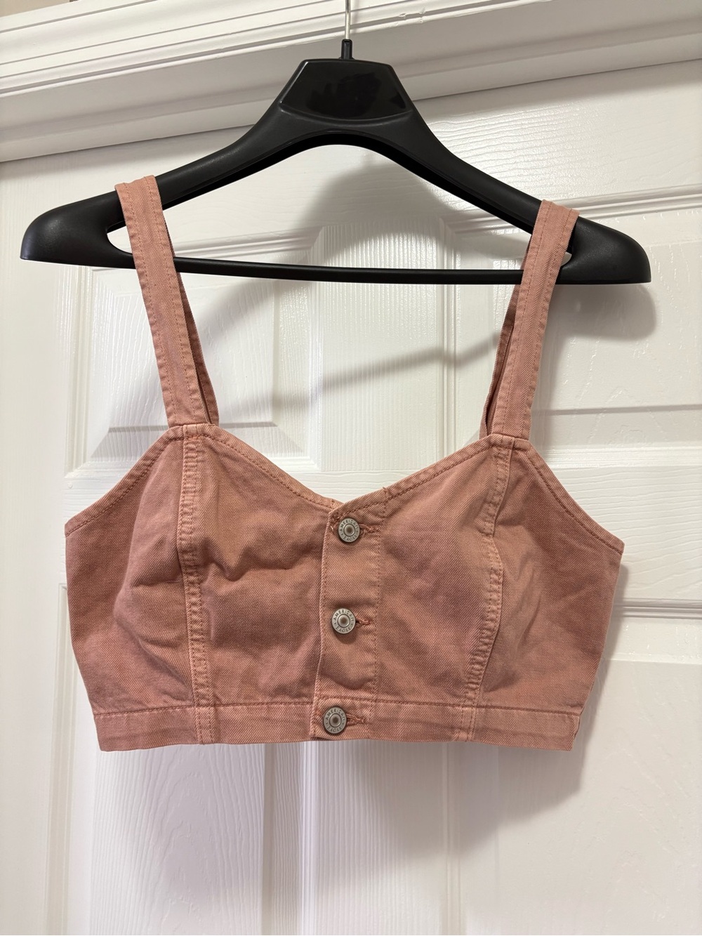 Women’s Dusty Rose Button-Front Crop Tank Top